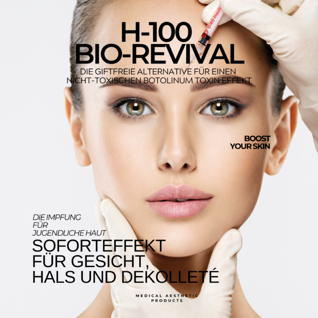 Werbemittel Hautverjüngung – H-100 Bio-Revitalisation Infoflyer für Patient:innen (100 Stück)
