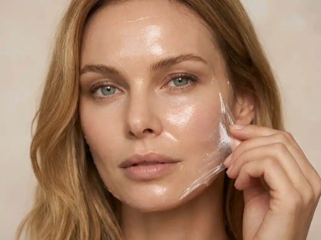 Blonde Frau Skincare MAP medizinisches Peeling