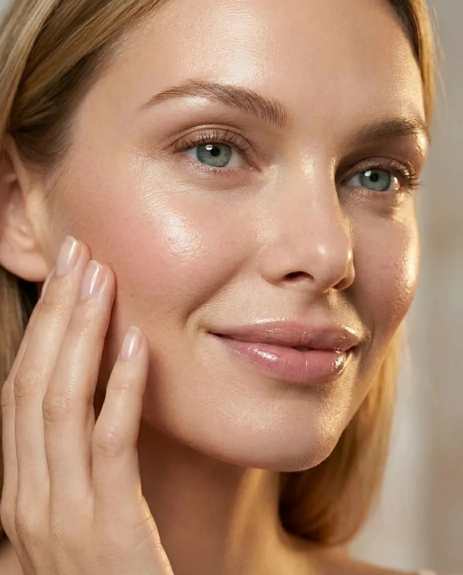 Blonde Frau Skincare von MAP Gesicht awaken completed