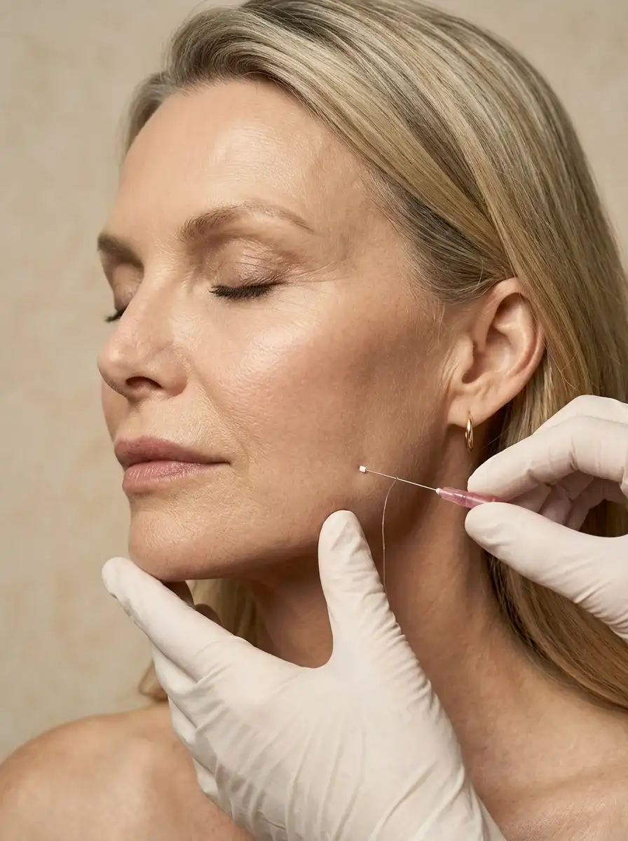 Natuerliches Lifting mit PDO Faeden
