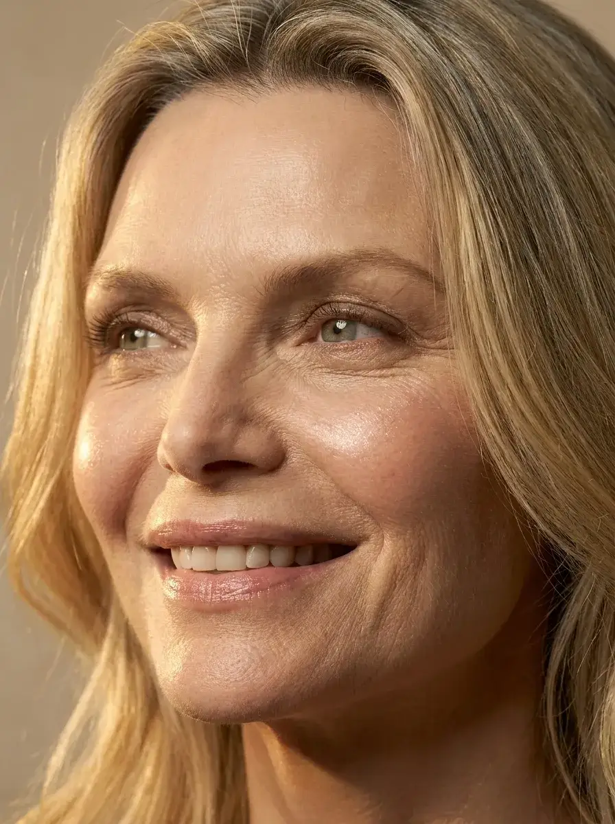 Model Rosie 49 Jahre Frau offene Haare close up