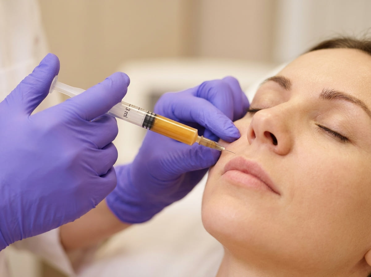Albumin Filler Injektion bei Nasolabialfalten für natürlichen Volumenaufbau Longevity Aesthetics MAP