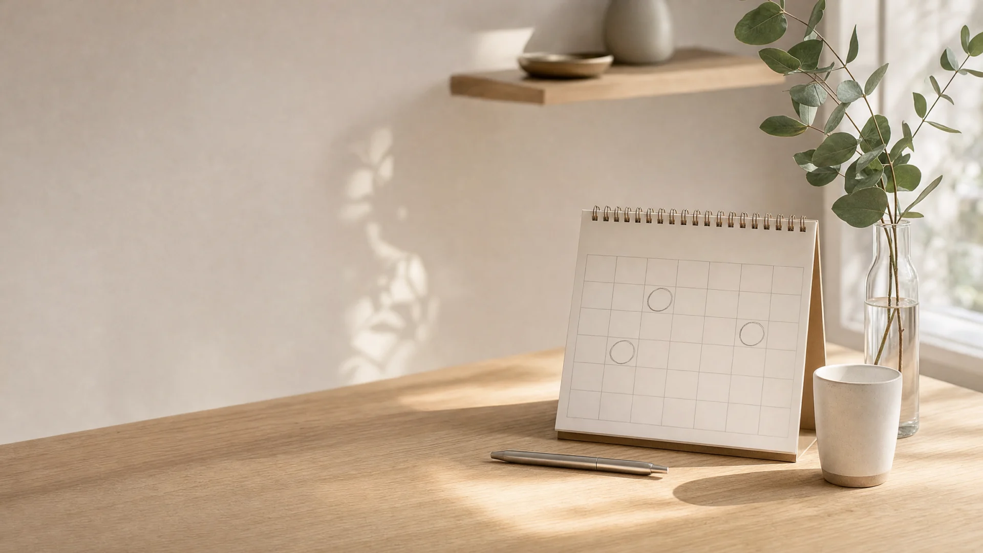 Wie oft Microneedling: Tischkalender mit markierten Terminen als Symbol für die Serie, Longevity Aesthetics MAP